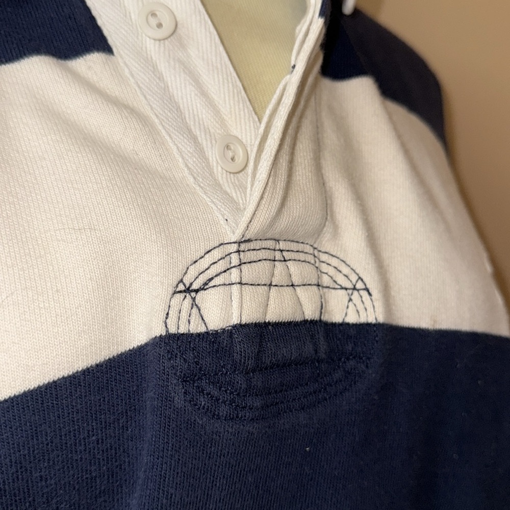 Vintage Polo Ralph Lauren Navy blue and white striped 90s Rugby Shirt - Picture 9 of 11
